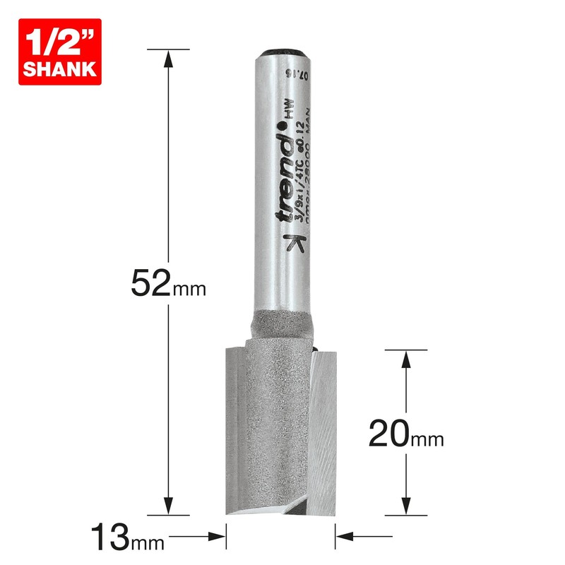 Trend Professional Straight Two Flute Router Cutter, 1/4 Inch Shank,