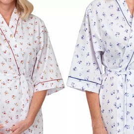 Trenzeo Ladies Floral Poly Cotton Nightdress & Dressing Gown Set – Wrap Robe Nightwear for Women Soft Lightweight Size 10–30 Pink & Blue Comfort Sleepwear (UK, Numeric, 20, 22, Regular, Regular, Pink)