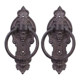 Relaxdays Antique Knocker, Cast Iron, Embellished Knocking Ring, For Front Door, HxWxD: 25.5 x 10.5 x 2.5 cm, Brown,10029005
