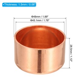 PATIKIL 1-3/4 Inch ID Copper Pipe End Cap, Fitting Cap Sweat Plug for Plumbing HVAC Air Conditioner, Solder Connection, Copper Tone
