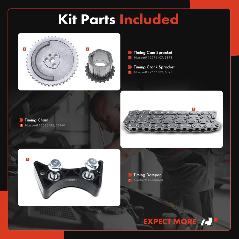 A-Premium Engine Timing Chain Kit W/Damper & Sprocket [fits OHV,