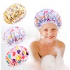 Shower Cap for Kids, 3 Pack Large Reusable Double Layer