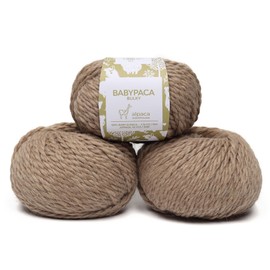 Juego de 3 madejas de hilo de lana de alpaca bebé 100%, peso grueso - Hecho en Perú - Celestialmente suave y perfecto para tejer y hacer ganchillo (Beige, Grueso)