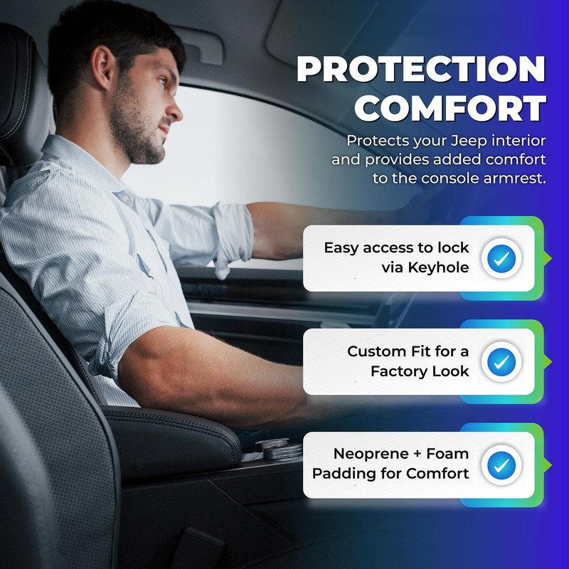 Koverz Neoprene Console Cover Armrest Pad with Keyhole Compatible with