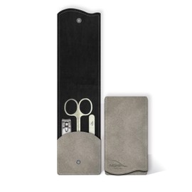 Men Compacted Nail Kit - Grey | Stainless Steel Manicure Set for Travel | Nail Clippers, Scissors, Tweezers