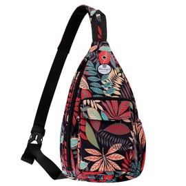 HUA ANGEL Stylish Chest Bag Crossbody Bag Lightweight Floral Pattern Backpack Women's Waterproof Small Sling Bag Chest Bag Shoulder Bag Women's with Bottle Compartment for Travel Sporty Hiking,