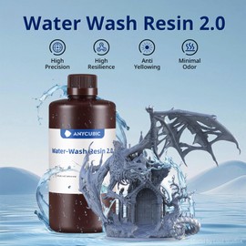 ANYCUBIC Water Washable Resin 2.0 Bundle, 3D Printer Resin with Low Viscosity and Fast Printing, 405nm High Precision 3D Resin, 8K Capable LCD DLP 3D Printing (Grey+White, 2kg)