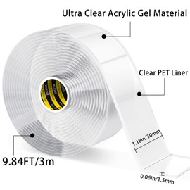 MILEQEE Double Sided Tape Heavy Duty, Mounting Tape Clear, Strong Adhesive Strips Sticky Tape, Reusable Transparent Tape for Home Office Deco(1.18" x9.84FT)