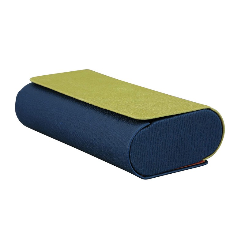 Pearl Glasses Case Green Hard Magnet Synthetic Leather 2 Piece