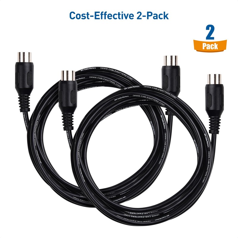 Cable Matters 2-Pack 5 Pin DIN MIDI Cable, 5 Pin