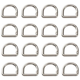 SUNNYCLUE 1 Box 18Pcs D Ring Clips Metal Spring Carabiner Key Ring Silver Alloy U Shaped Closures Connector Fastener Clamp Clasps Snap Hooks Gate Keyring Buckle for Key Bag Purse Handbag DIY Crafts