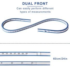 CUHZA 1 x Flexible Curve Ruler, 60 cm Ruler, Flexible Curves, Ruler, Measuring Tool for Drawing Painting Graphics and Dress Design