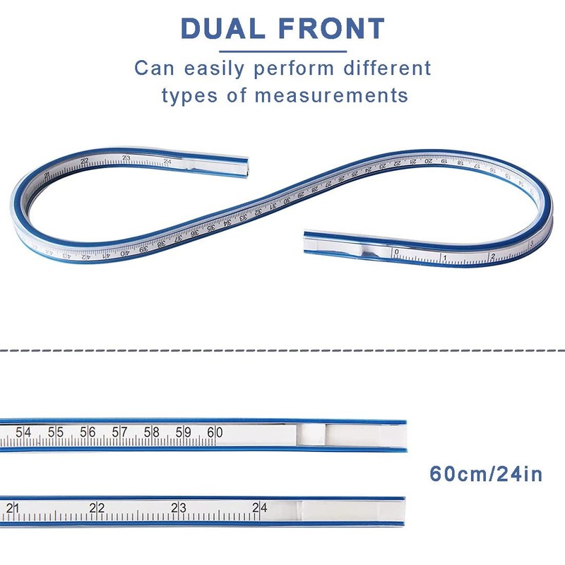 CUHZA 1 x Flexible Curve Ruler, 60 cm Ruler, Flexible