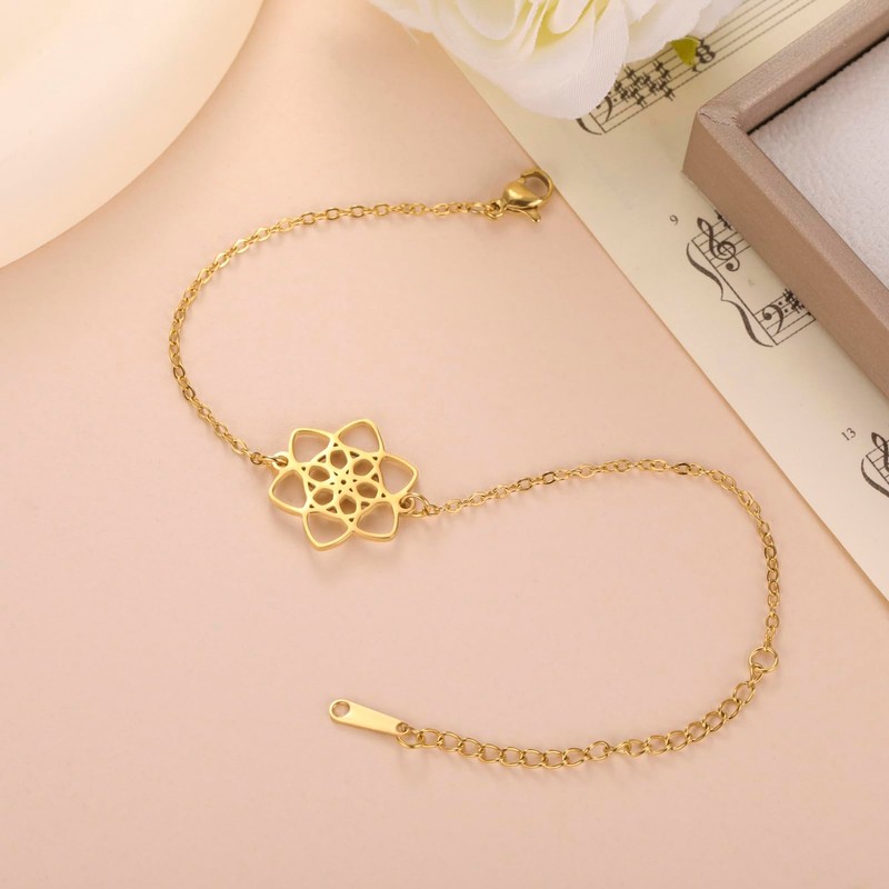 Amaxer Celtic Knot Gold Bracelets Stainless Steel Trinity Knot Flower
