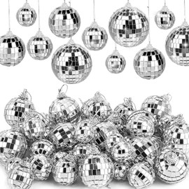 36 Stück Discokugeln Set - hängenden Spiegel Disco Ball Glas Disco Kugeln, 4 Größen Glänzende Disco Ball,Hochwertige Discokugel,Diskokugel Deko, Disco Kugel für Kuchendekoration Party Dekoration