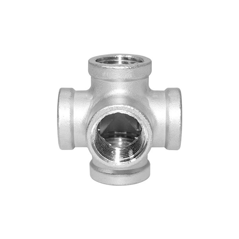 Beduan Stainless Steel 1/2 Inch 5-Way Outlet Cross Female Pipe