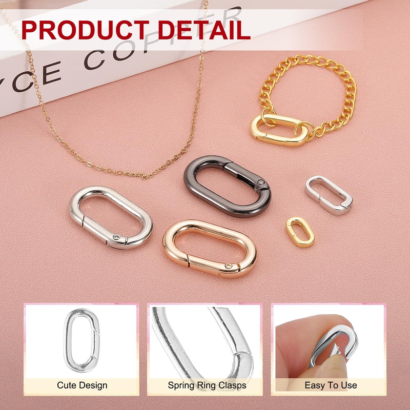 PATIKIL Spring Oval Clip Pendant Clasp, 5Pcs Spring Ring Buckle