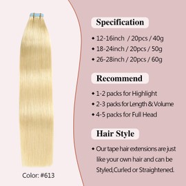 Sunya Tape Hair Extensions Chestnut Brown Tape in Hair Extensions Human Hair 18 inch Tape Extensions Natural Seamless Skin Hair Weft Straight Tape in Human Hair Extensions 50g 20pcs/Pack