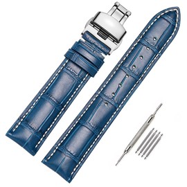 Moran Genuine Leather Watch Band, Replacement Strap, D Buckle, For Men, Wrist Watch, Waterproof/Sweatproof Strap, Available Widths 18mm, 19mm, 20mm, 21mm, 22mm, 23mm, 24mm