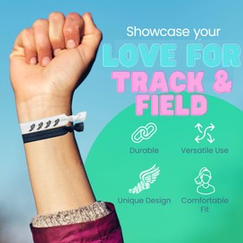 Track & Field Hair Ties Set – 6pc Elastic No-Crease Ponytail Holders with Winged Foot Print, Black Glitter and Green Band, Chevron Pattern, SportyBella Runner Accessories