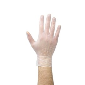 FleXcel Vinyl Gloves, Powder Free, Medical Grade, Food Safe, Latex Free, Box of 100 (Clear, Large)