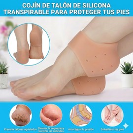 1 Par de Taloneras de Silicón Gel para Alivio de Fascitis Plantar y Espolón Calcáneo, Par de Protectores de Talón Transpirables con Orificios de Ventilación, Amortiguador de Impacto Unitalla Color Piel