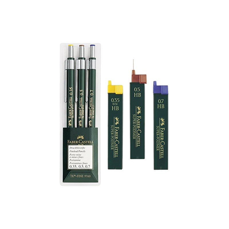 Faber-Castell TK-FINE 9760 136030 Set of 3 Mechanical Pencils Lead