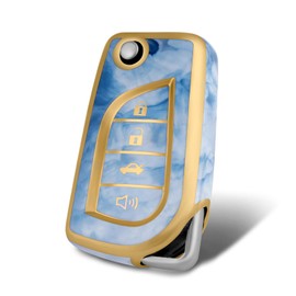 WORCAS Key Fob Case Cover Shell Compatible with Toyota 4 Button Avalon Camry Corolla Fortuner Highlander Levin RAV4 LE Sequoia Sienna Tacoma Tundra Yaris(Celadon Pattern)