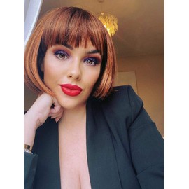 Copper red wig, bob style: Siren red auburn blonde mix #BO