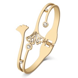 YAYAKO Stainless Steel Maple Leaf Bracelets Trendy Bangle Jewelry Palm Leaf Bracelets for Women Girls Charms Fall Gifts (Gold Ginkgo Leaf Bracelet)