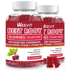 Beet Root Gummies, Nitric Oxide Supplement for Men Women | Organic Beet Gummy with Grape Seed, Pomegranate, Black Pepper, Vitamin C, B12