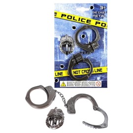 Police Roleplay Set for Kids – Metal Handcuffs & Police Badge – Pretend Play Police Toy Set for Boys & Girls – Fancy Dress Costume Accessory – Made in Spain