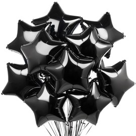 Star Foil Balloons, Black, Pack of 20, Star Balloons, Helium Balloons, Foil Balloons, Black Decorative Star Balloons, New Year's Eve Party, Wedding Decoration, Birthday Decoration or Valentine's Day