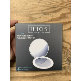 Ilios Lighting LED Compact MIrror with light and 1x and 10x magnifying mirror in 5-inch mini...