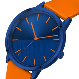 Bisley Women's Watch Soft Silicone Strap Watches Navy Orange Quartz Three Hands Waterproof Watch