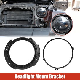 X AUTOHAUX 7 Inch Round Headlight Mounting Retaining Bracket Ring Set with Headlight Metal Ring for Jeep Wrangler JK 2007-2017 Black