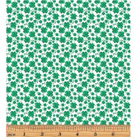 Benartex ST PATRICK'S DAY LUCKY GNOMES MINI GREEN CLOVERS ON WHITE BY BENARTEX Fabric HY