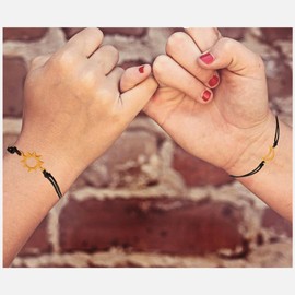 2Pcs Promise Bracelets Adjustable Distance for Best Friends Couple Friendship Bracelets Gift for Girlfriend Boyfriend Girls Women and Men (gold)
