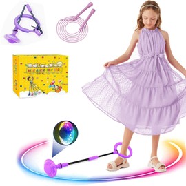 Q-WOOFF Jumping Ball and Skipping Rope,Für Outdoor-Spielzeug für Kinder im Alter Von 5–12 Jahren,Geschenke für Mädchen Im Alter Von 8–12 Jahren, Geschenke für Jungen, Bewegung, Springspiele (Lila)