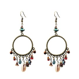 Boho Seashell Colorful Beads Vintage Bohemian Earrings for Women Bohemian Dangle Shell Retro Earrings - Style 01