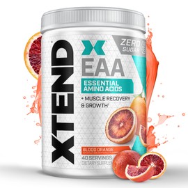 Scivation Scivation XTEND EAA + BCAA Powder | Muscle Recovery & Lean Muscle Growth | 9 Essential Amino Acids for Intra Workout or Post Workout Recovery | 10g EAAs Per 2 Servings | Blood Orange 40 Servings