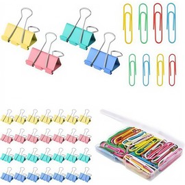 Pack of 295 Foldback Clips, Colourful, Metal Paper Clips, Premium Paper Clips in 4 Sizes (32 mm, 25 mm, 19 mm, 15 mm), Ideal as School Supplies or Perfect for Organising Documents