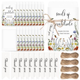 Chuangdi 100 Sets Wildflower Seed Packets Bulk Seeds of Gratitude Party Favors Self Adhesive Paper Empty Envelope with Thank You Tags Thank You Gifts Wrapping Supplies for Guests (No Seed)
