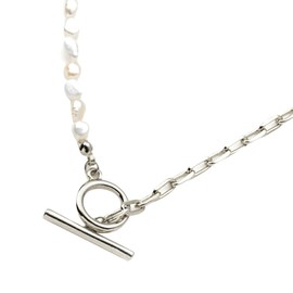 Cream Dot Necklace, Women's, Popular, Hypoallergenic, Nickel-free, 18K Coating, Short, Mantel, Freshwater Pearl, Chain, Metal, Switchable, Different Material, Pearl