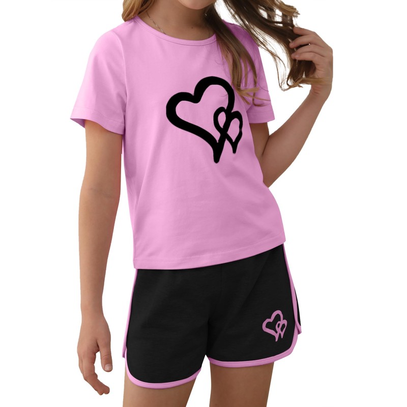 Ecolala Girl's 2 Piece Outfits Cute Summer T-Shirt and Graphic