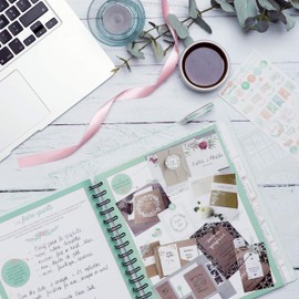 Draeger Paris 1886 KT81 Mariage Fleuri Stationery Set, My Wedding Organiser, Paper, Green/Salmon, Non Applicable