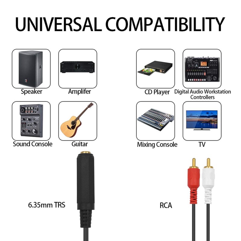 Poyiccot 6.35mm RCA to Audio Cable, 6.35mm Female to 2RCA