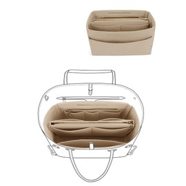 LEXSION Purse Tote Diaper Bag Organizer Lightweight Felt Insert Bag in Bag with Zipper Inner Pocket For Neverful Speedy 8037 Beige XL