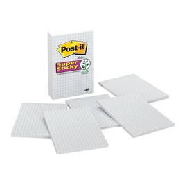 Post-it - Notas superadhesivas recicladas, 4 x 6 pulgadas, colección Bali, forradas, 4 almohadillas para orejas/paquete, 45 hojas/bloc (4621-SSNRP), Blanco (White Grid), 6 Pads