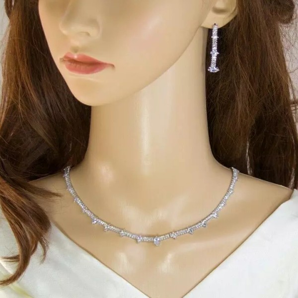 Unbranded Clear Cubic Zirconia Necklace Bracelet and Earrings Rings Bridal